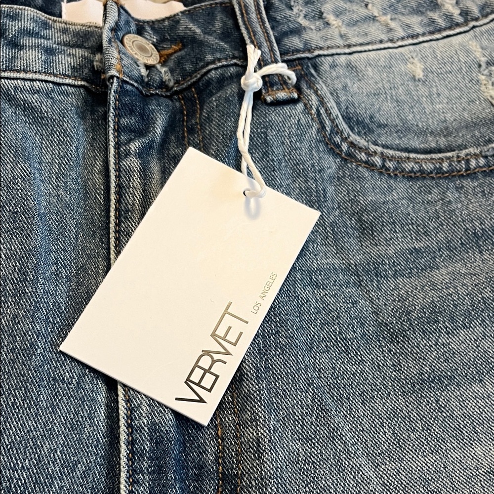 NWT Women's Vervet Blue Jean Sienna Super high rise Shorts size Large - Picture 4 of 10